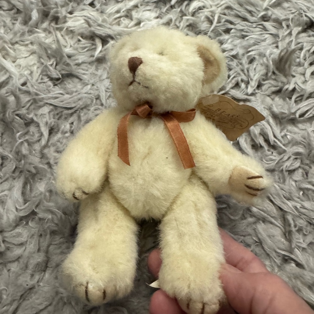 Russ Berrie Mini Bear #350 Cream White Miniature Plush Stuffed Animal
